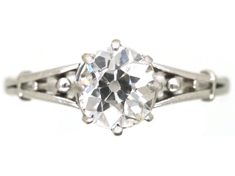Art Deco Old Mine Cut Diamond Solitaire Ring