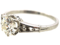 Art Deco Old Mine Cut Diamond Solitaire Ring