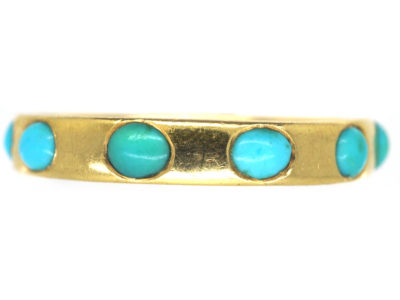 Victorian 18ct Gold & Turquoise Forget Me Not Eternity Ring