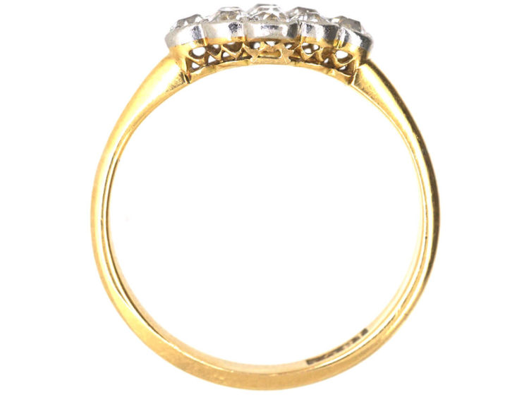 Edwardian 18ct Gold & Platinum Diamond Set Cluster Ring