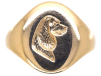 9ct Gold Signet Ring with Intaglio of a Spaniel
