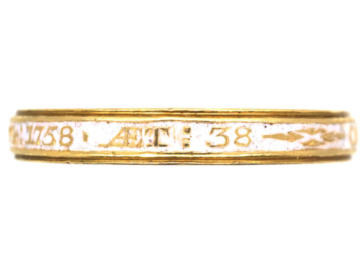 Georgian 18ct Gold & White Enamel Memorial Ring