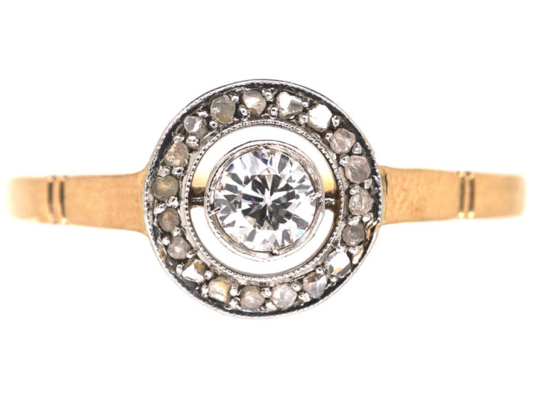 Art Deco 18ct Gold & Platinum, Diamond Cluster Ring