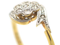 Edwardian Diamond Cluster Ring with Ribbon Sides
