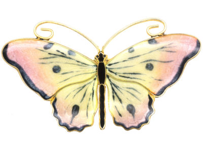 Norwegian Silver & Enamel Butterfly Brooch by Olaf Fritjof Hjortdahl