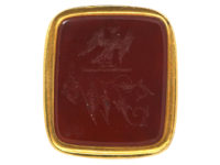 Victorian 18ct Gold Seal with Carnelian Base with Intaglio of Eagle & Monogram J W