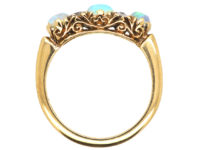Victorian 18ct Gold, Three Stone Opal & Diamond Ring
