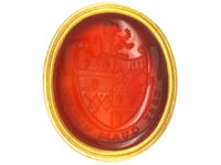 Georgian Gold Cased Seal with Carnelian Base with Intaglio of a Crest with Lion Rampant