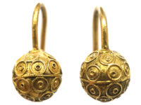 Victorian 15ct Gold Etruscan Style Ball Earrings