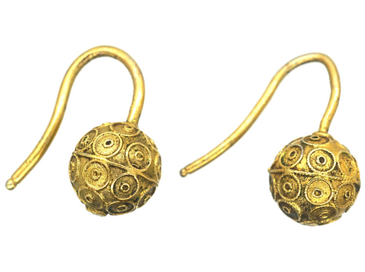 Victorian 15ct Gold Etruscan Style Ball Earrings