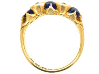 Victorian 18ct Gold Diamond & Sapphire Three Stone Ring