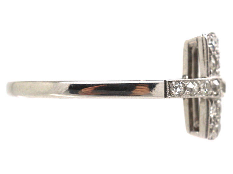 Art Deco 18ct White Gold & Platinum, Diamond Rectangular Ring