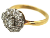 Art Deco 18ct Gold & Platinum Diamond Cluster Ring