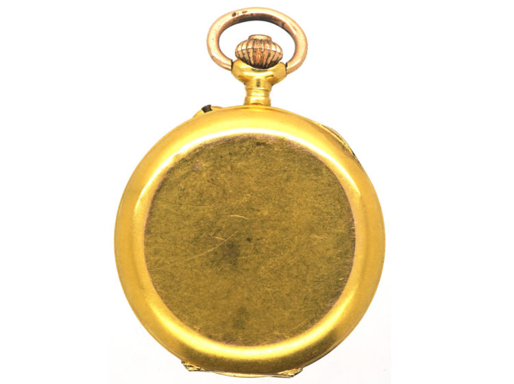 Art Nouveau 18ct Gold Watch set with Rose Diamonds & a Ruby