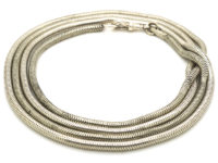 Victorian Long Silver Snake Link Guard Chain