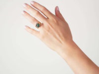 18ct Gold Harem Ring With Emerald & Rose Diamond Top