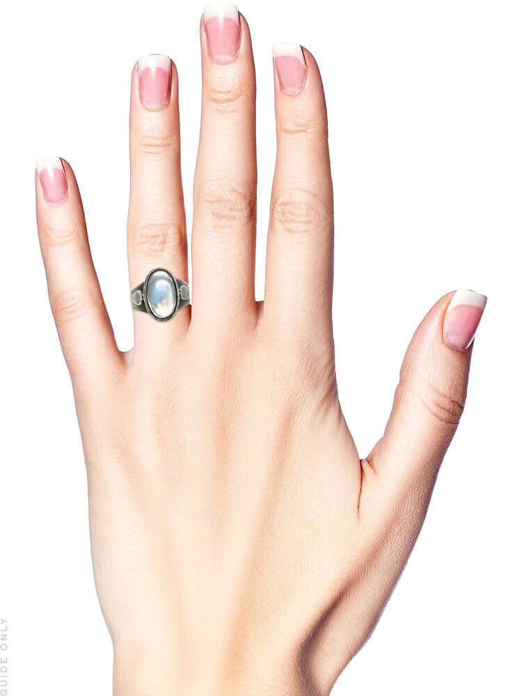 Silver Ring set with a Large Oval Moonstone