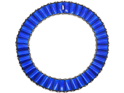 Silver & Blue Enamel Collar by Einar Modahl