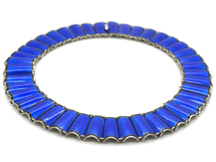 Silver & Blue Enamel Collar by Einar Modahl