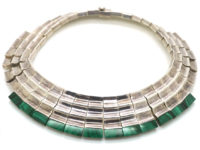 Mexican Silver & Malachite Collar by the Monteros Workshop