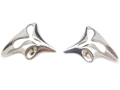 Georg Jensen Silver Earrings Designed by Henning Koppel