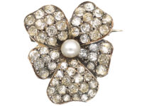 Edwardian Silver, Pearl & Paste Pansy Brooch