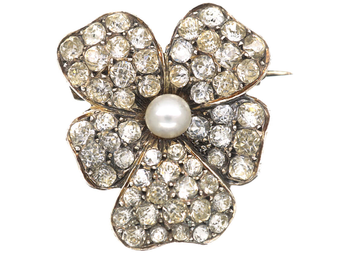 Edwardian Silver, Pearl & Paste Pansy Brooch (505M) | The Antique ...