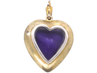 Edwardian Silver Gilt Pave Set Turquoise Heart Pendant