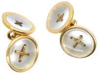 Edwardian 15ct Gold & Mother of Pearl Button Cufflinks
