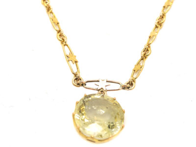 Art Deco 18ct Gold & Yellow Sapphire Necklace