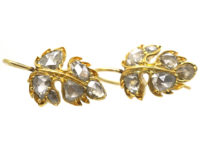 Georgian 18ct Gold Rose Diamond Vine Leaf Earrings