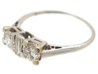 Art Deco 18ct White Gold Three Stone Diamond Ring