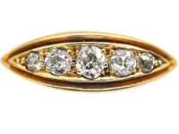 Victorian 18ct Gold Five Stone Diamond Boat Shaped Ring