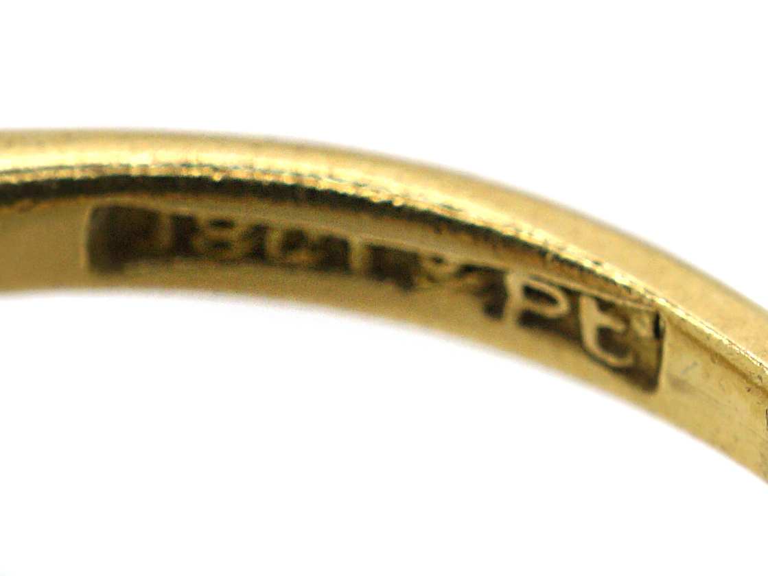 Edwardian 18ct Gold & Platinum, Diamond & Sapphire Crossover Ring (484M ...