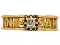 Edwardian 18ct Gold & Diamond Honneur and Amour Ring