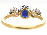 Art Deco 18ct Gold and Platinum, Sapphire & Diamond Three Stone Ring