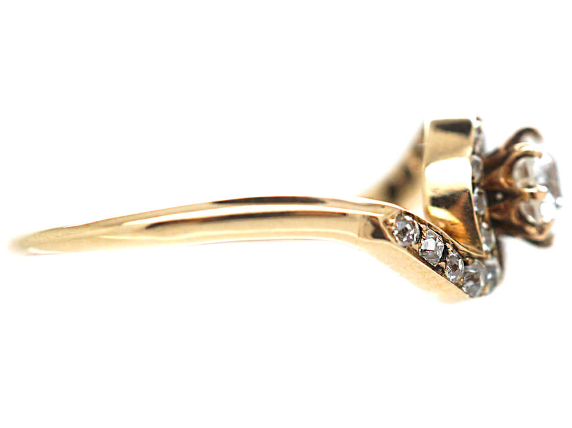 Art Nouveau 18ct Gold, Diamond Solitaire Twist Ring (521M) | The ...