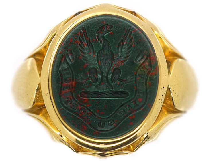 Victorian 18ct Gold & Bloodstone Signet Ring with an Eagle Intaglio