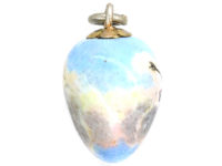 Edwardian Silver & Enamel Cupid Egg Shaped Pendant