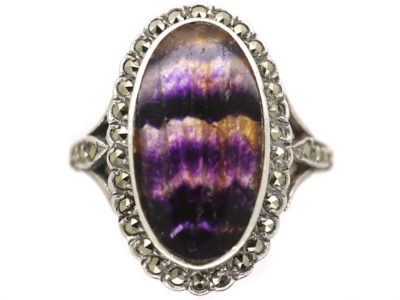 Silver, Blue John & Marcasite Ring