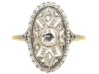Art Deco 14ct Gold Oval Diamond Cluster Ring