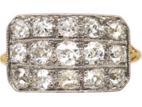 Edwardian 18ct Gold & Platinum Three  Row Diamond Ring