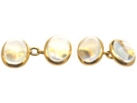 French Belle Epoque 18ct Gold & Moonstone Cufflinks