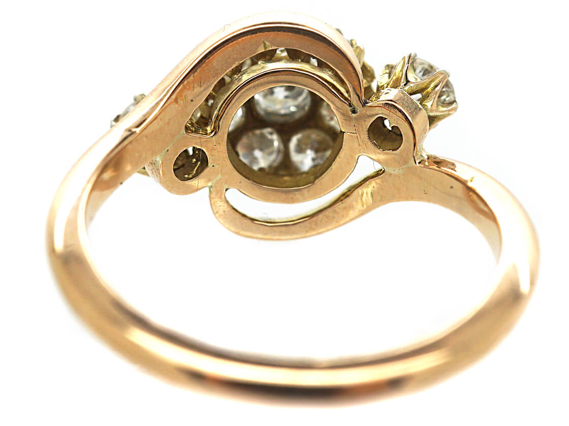 Edwardian 18ct Gold & Diamond Cluster Crossover Ring (523M) | The ...