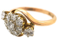 Edwardian 18ct Gold & Diamond Cluster Crossover Ring