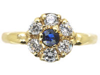 Edwardian 15ct Gold, Sapphire & Diamond Cluster Ring