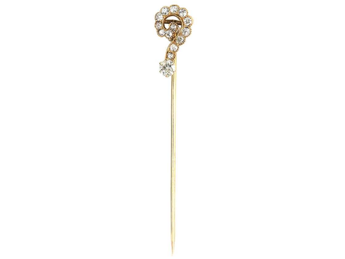 Edwardian 18ct Gold Question Mark Tie Pin set with Diamonds (547M ...