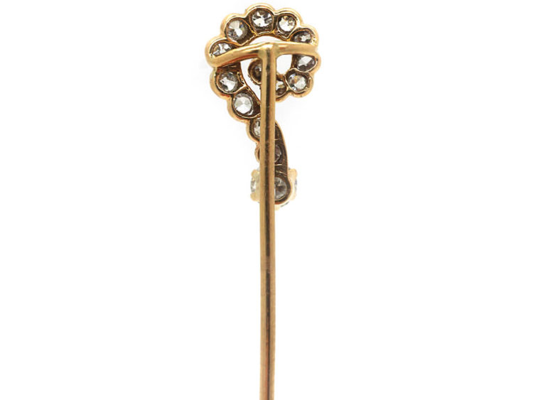 Edwardian 18ct Gold Question Mark Tie Pin set with Diamonds