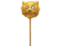 Edwardian 18ct Gold Cat Tie Pin with Diamond Eyes