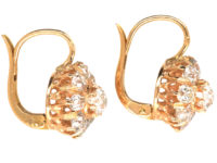 Victorian 18ct Gold Old Mine Cut Diamond Cluster Earrings